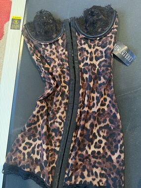 Current Mood Leopard Lace Trim Bustier Dress